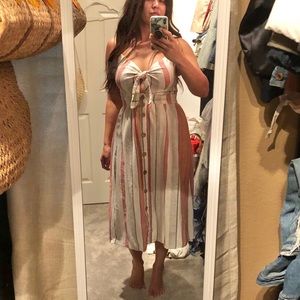 Midi peek a boo stripe summer dress